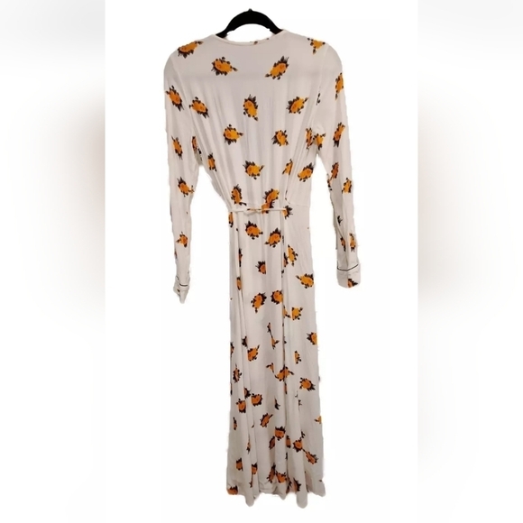 Ganni Roseburg Floral Crepe Midi Wrap Dress Vanilla Ice Size 40 (8) White - Picture 4 of 6